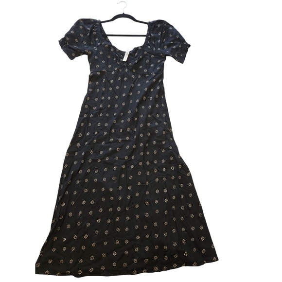 Madewell Size 0 Black Sweetheart Puff-Sleeve Midi Dress New With Tags - Picture 5 of 14